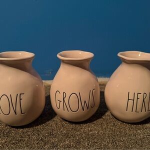 Rae Dunn Love Grows Here Pink Vases Trio